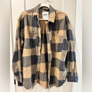 Aerie Tan and Black Flannel Shirt size M